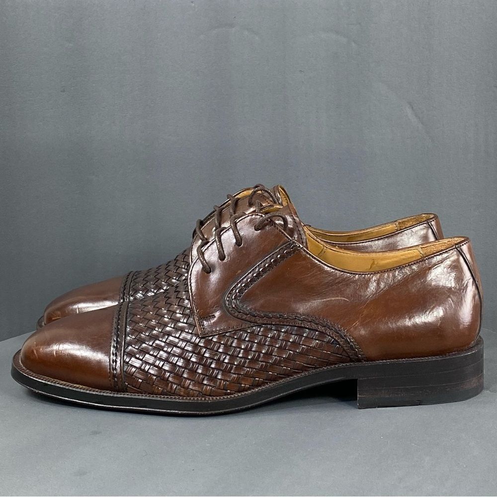 PRINCIPE Brown leather Basket Weave Oxfords mens size 9